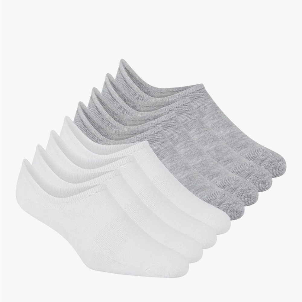 BN 8 pairs Skechers Men's No-Show Socks in White and Gray